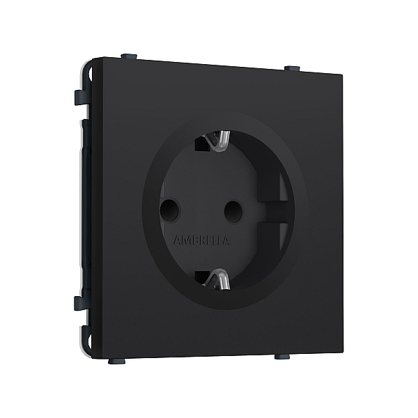 Комплект механизма электрической розетки SIGMA Черный Мягкое касание 50Hz 2P+E с/з с/ш 16A-250V QUANT PRO Ambrella Volt MS987010 (SP9870, PR141)
