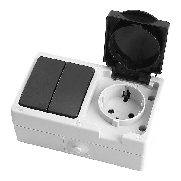 Блок розетка-выключатель Stekker серый-графит PST16-11-54/10-121-54 32761