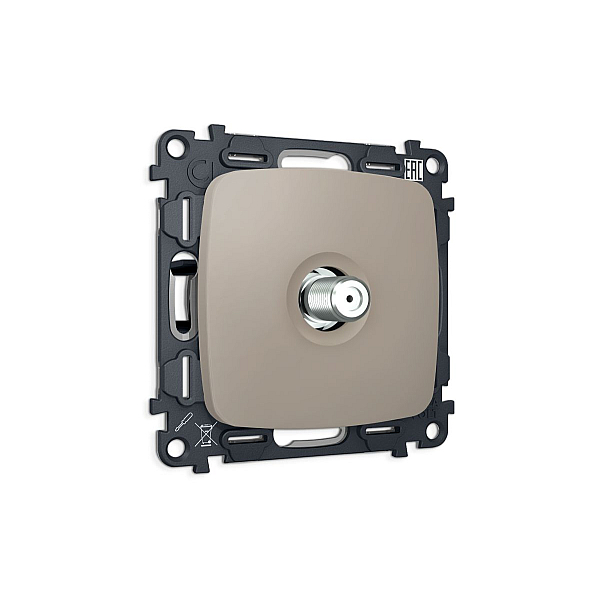 Комплект механизма TV розетки Ambrella Volt SAT 5-2400MHz 3.5dB OMEGA MO373050 Серо-бежевый матовый QUANT (OP3730, VM215)