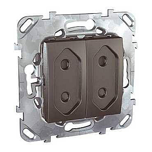 Розетка двухмодульная Schneider Electric Unica б/з со шторками 10A 250V MGU5.3131.12ZD