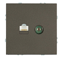 Розетка TV + компьютерная RJ-45 (механизм) Stekker Эмили RST00-5106-09 антрацит soft touch 49924