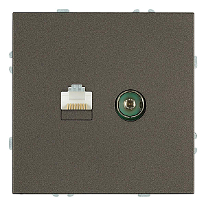 Розетка TV + компьютерная RJ-45 (механизм) Stekker Эмили RST00-5106-09 антрацит soft touch 49924