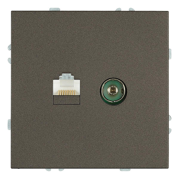 Розетка TV + компьютерная RJ-45 (механизм), Stekker Эмили, RST00-5106-09, антрацит, soft touch 49924