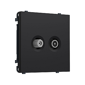 Комплект механизма розетки TV оконечной + SAT SIGMA Черный Мягкое касание 5-862MHz 3.5dB/950-2150MHz 3.8dB QUANT PRO Ambrella Volt MS993310 (SP9933, PR217)