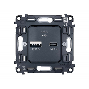 Механизм розетки 2USB A+C 20W (быстрая зарядка) Ambrella Volt Quant VM177