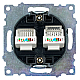 Розетка компьютерная 2-местная RJ-45 (механизм) ,Stekker ,GLS00-7109-05 Катрин, черный 50007