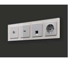 Комплект механизм TV розетки оконечной экранированной 5-1000MHz 3dB Alfa Серебро глянец Quant Ambrella Volt MA413005 (AP4130, VM199)