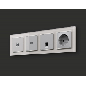 Комплект механизм TV розетки оконечной экранированной 5-1000MHz 3dB Alfa Серебро глянец Quant Ambrella Volt MA413005 (AP4130, VM199)