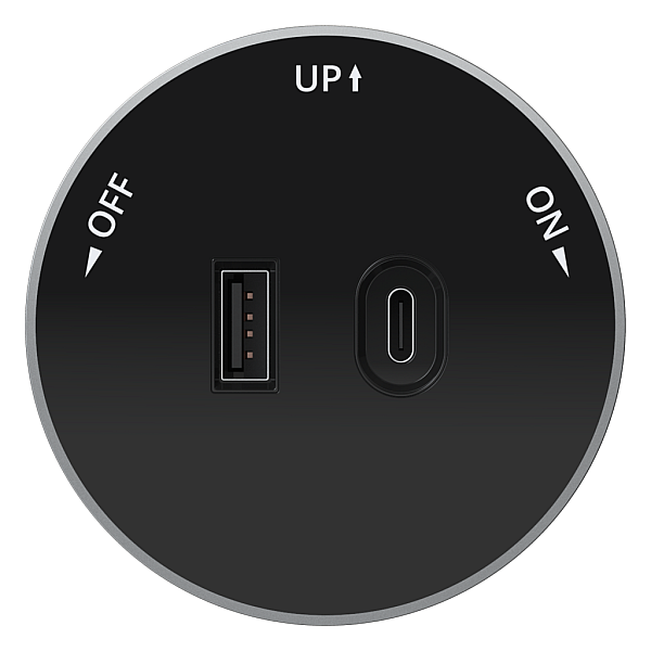 Розетка 2хUSB (тип А+С) 18Вт, 5В/3А Systeme Electric MultiTrack Антрацит MTK13003B