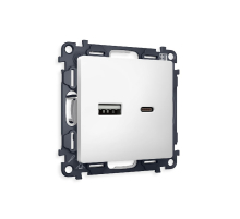 Комплект механизма розетки 2USB A+C 20W (быстрая зарядка) Ambrella Volt Alfa MA131010