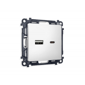 Комплект механизма розетки 2USB A+C 20W (быстрая зарядка) Ambrella Volt Alfa MA131010