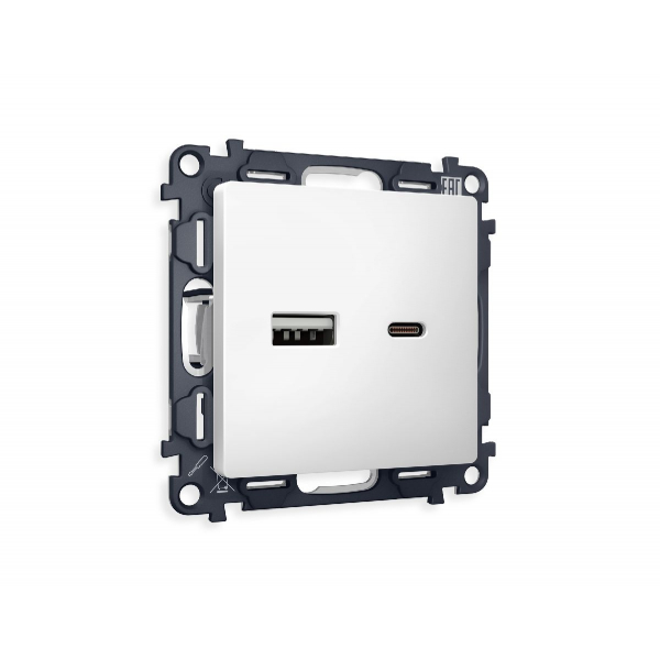 Комплект механизма розетки 2USB A+C 20W (быстрая зарядка) Ambrella Volt Alfa MA131010 Комплект механизма розетки 2USB A+C 20W (быстрая зарядка) Ambrella Volt Alfa MA131010