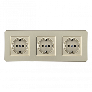 Розетка тройная (трехпостовая) с/з и шторками Arte Milano SET16-3-40-1x3 shampan
