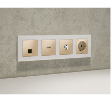 Комплект механизма TV розетки SAT 5-2400MHz 3.5dB Alfa Шампань Quant Ambrella Volt MA613050 (AP6130, VM215)