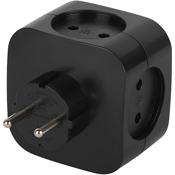 Разветвитель электрический ЭРА SP-4-3USBAC-B на 4 розетки + 3 USB A+C со шторками 10А черный Б0069084