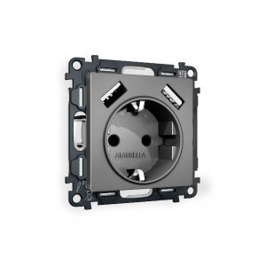 Комплект механизма розетки 2USB A+A 18W (быстрая зарядка) с/з Ambrella Volt Alfa MA659010