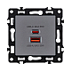 Розетка USB A+C 65W, серый Kollinger Asthetik AS-024GY