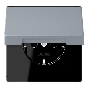 Розетка 2K+З с крышкой Jung LC1520BFKL257
