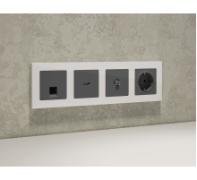 Комплект механизма компьютерной розетки RJ-45 экранированной с автоматической защитной шторкой Alfa Антрацит серый Quant Ambrella Volt MA662005 (AP6620, VM185)