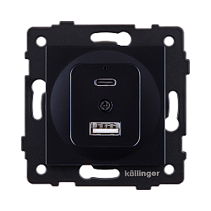 Розетка USB A+C 20W, черный Kollinger REA-037BK для Aspekt, Eleganz, Reflex