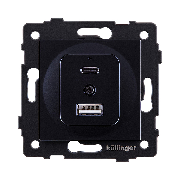 Розетка USB A+C 20W, черный Kollinger REA-037BK для Aspekt, Eleganz, Reflex