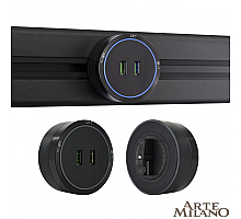 Трековая розетка Arte Milano Am-track-sockets 380066TS LED/USBx2 Black