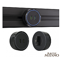 Трековая розетка Arte Milano Am-track-sockets 380066TS LED/USBx2 Black