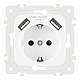 Розетка с заземлением, шторками + 2 USB Arte Milano 205.47-1.white