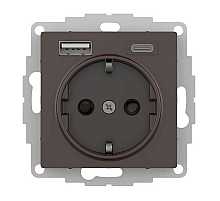 Розетка 16А с USB A+C (5В/2,4А/3 А, 2х5В/1,5А), мех Systeme Electric AtlasDesign Мокко ATN000632