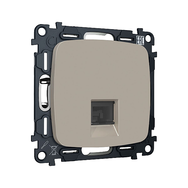 Комплект механизма компьютерной розетки Ambrella Volt RJ-45 (8P8C) CAT6A экранированной с автоматической защитной шторкой OMEGA MO372005 Серо-бежевый матовый QUANT (OP3720, VM185)
