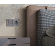 Комплект механизма электрической розетки 2USB С+C 20W с/з на винтовых зажимах 16A-250V Alfa Сталь матовый Quant Ambrella Volt MA510510 (AP5105, VM165)