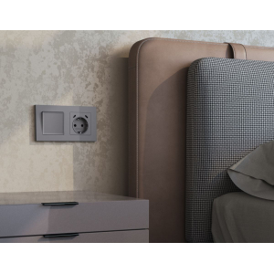 Комплект механизма электрической розетки 2USB С+C 20W с/з на винтовых зажимах 16A-250V Alfa Сталь матовый Quant Ambrella Volt MA510510 (AP5105, VM165)