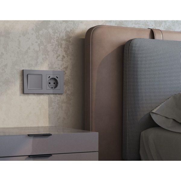 Комплект механизма электрической розетки 2USB С+C 20W с/з на винтовых зажимах 16A-250V Alfa Сталь матовый Quant Ambrella Volt MA510510 (AP5105, VM165)