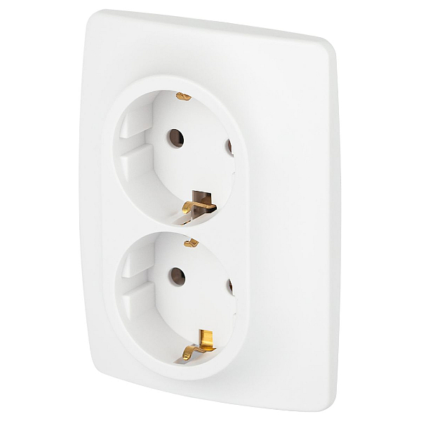 Розетка ЭРА Серия 12 12-2106-01М 2X2P+E Schuko 16А-250В белый матовый Б0065721