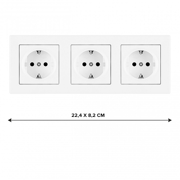 Розетка тройная (трехпостовая) с/з и шторками Arte Milano SET06-3-40-1x3 white