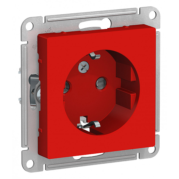 Розетка 2К+З Systeme Electric AtlasDesign 16A 250V со шторками красная ATN002045