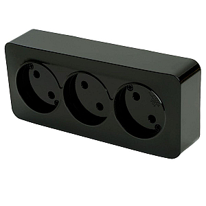Розетка тройная 2P Stekker София черный MST10-13-02 49317