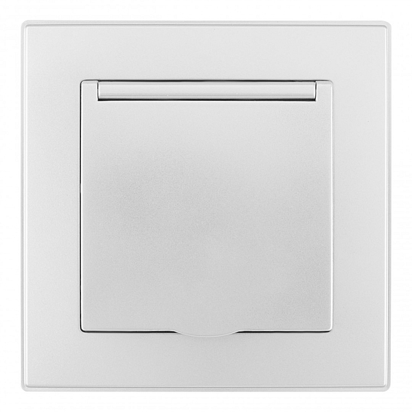 Комплект розетки с/з и шторками, защитной крышкой и рамкой Arte Milano SET06-1-41-1 silver