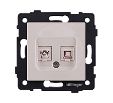 Розетка двойная RJ11 + RJ45 Cat.6, кашемир матовый Kollinger REA-011CM для Aspekt, Eleganz, Reflex