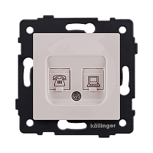 Розетка двойная RJ11 + RJ45 Cat.6, кашемир матовый Kollinger REA-011CM для Aspekt, Eleganz, Reflex