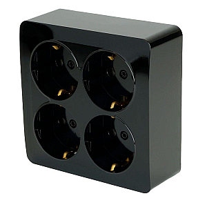 Розетка 4-местная 2P+PE Stekker София черный MST16-14S-02 49322