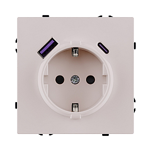 Розетка штепсельная SCHUKO 16A/250 В с USB A+C 20W, кашемир матовый Kollinger Eclipse EC-016CM