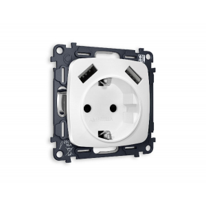 Комплект механизма розетки 2USB A+A 18W (быстрая зарядка) с/з Ambrella Volt Omega MO129010