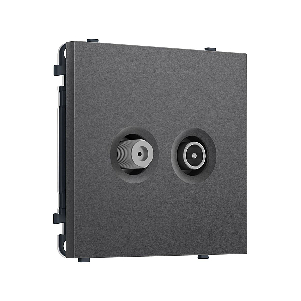 Комплект механизма розетки TV оконечной + SAT SIGMA Антрацит серый 5-862MHz 3.5dB/950-2150MHz 3.8dB QUANT PRO Ambrella Volt MS663310 (SP6633, PR217)