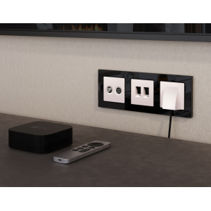 Комплект механизма компьютерной двойной розетки RJ-45 с автоматической защитной шторкой Alfa Жемчуг Quant Ambrella Volt MA212110 (AP2121, VM189)