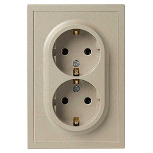 Розетка Эра Galaxy 15-2105-04 с заземлением двойная 2X2P+E Schuko со шторками IP20 16А-250В шампань Б0070703