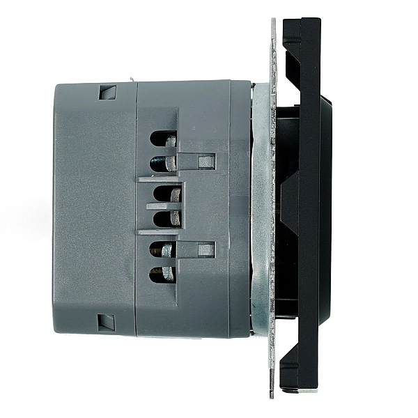 Розетка 1-местная з/ш с/з 16А + USB + Type C (механизм), Stekker, 250В, 20W Эмили, черный уголь, soft-touch, RST16-5119-05 50218