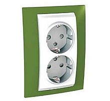 Розетка двойная Schneider Electric Unica с/з со шторками 10A 250V MGU63.067.866