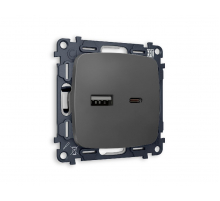 Комплект механизма розетки 2USB A+C 20W (быстрая зарядка) Ambrella Volt Omega MO911010
