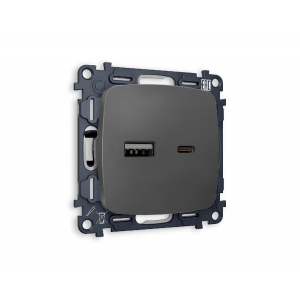 Комплект механизма розетки 2USB A+C 20W (быстрая зарядка) Ambrella Volt Omega MO911010